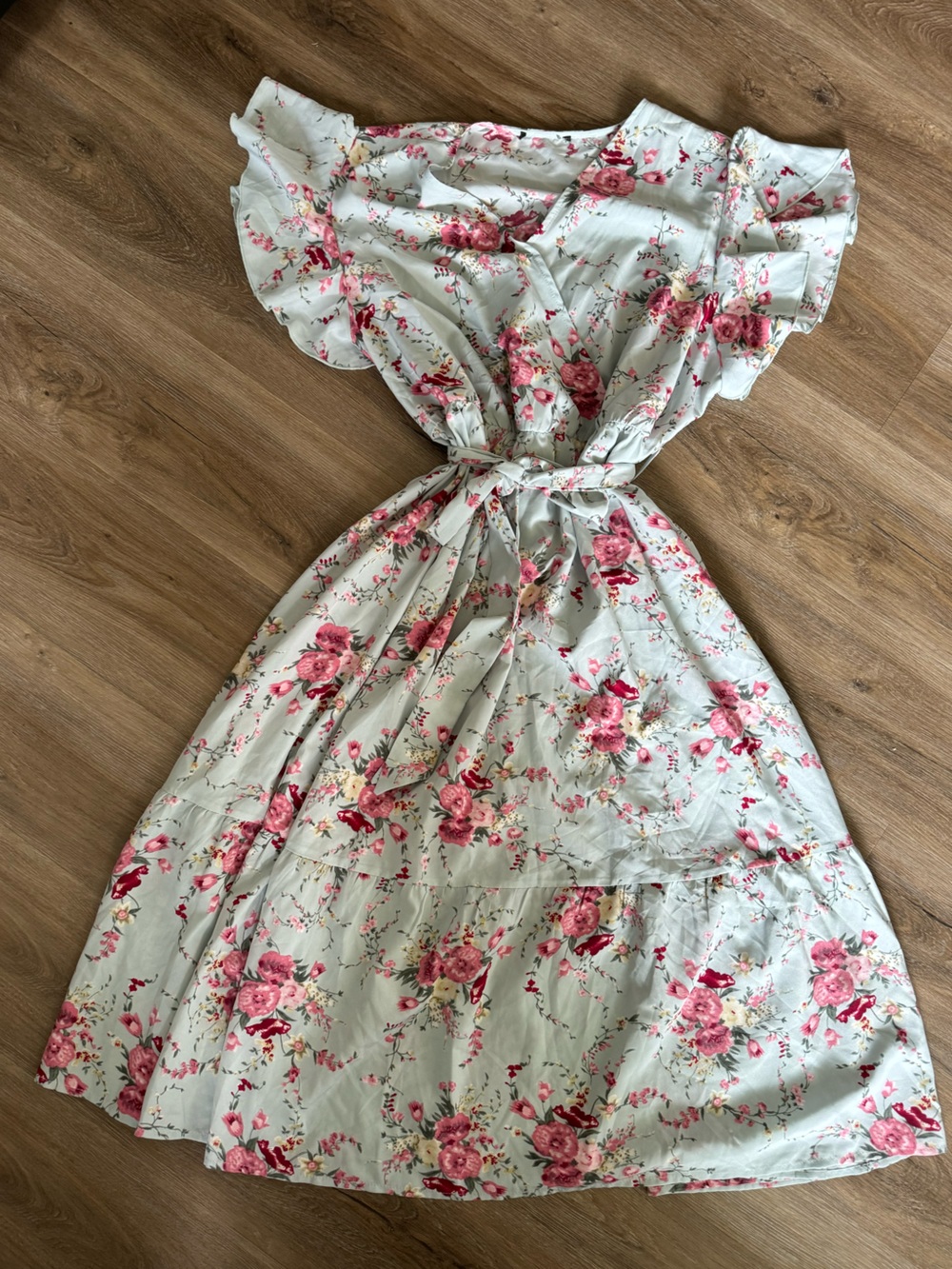 Women’s XL Floral Pink & Mint Summer Dress